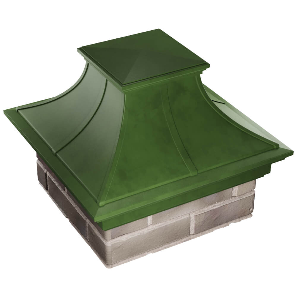 Колпак Zking Монблан Премиум Зеленый на столб 1.5х1.5 кирпича (385х385мм)